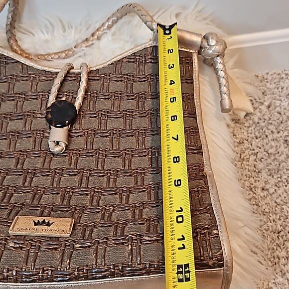 Elaine Turner Sophie Vertical Moroccan Espresso Brown Woven Handbag Large Tote - Picture 12 of 12